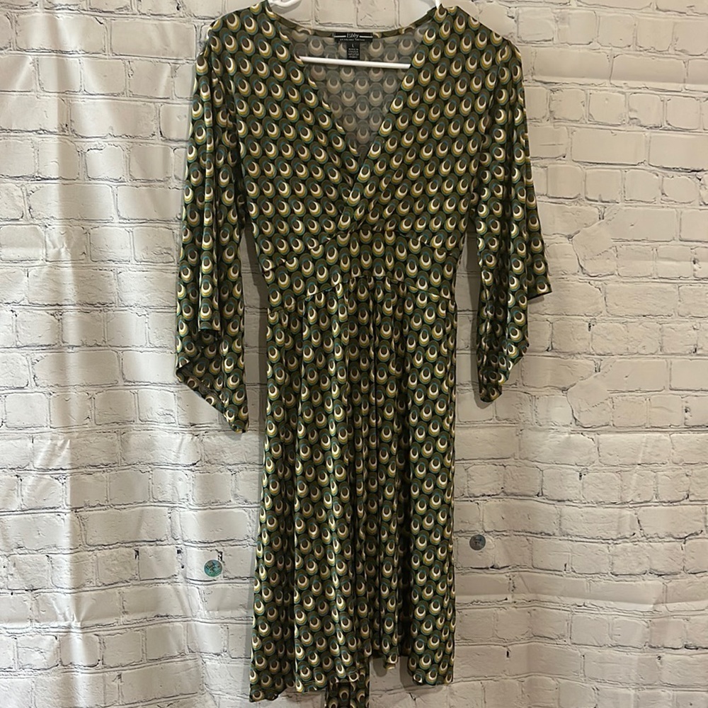 Ebby by Farinaz Taghavi Harvest Floral Flutter Sleeve Dress SZ L